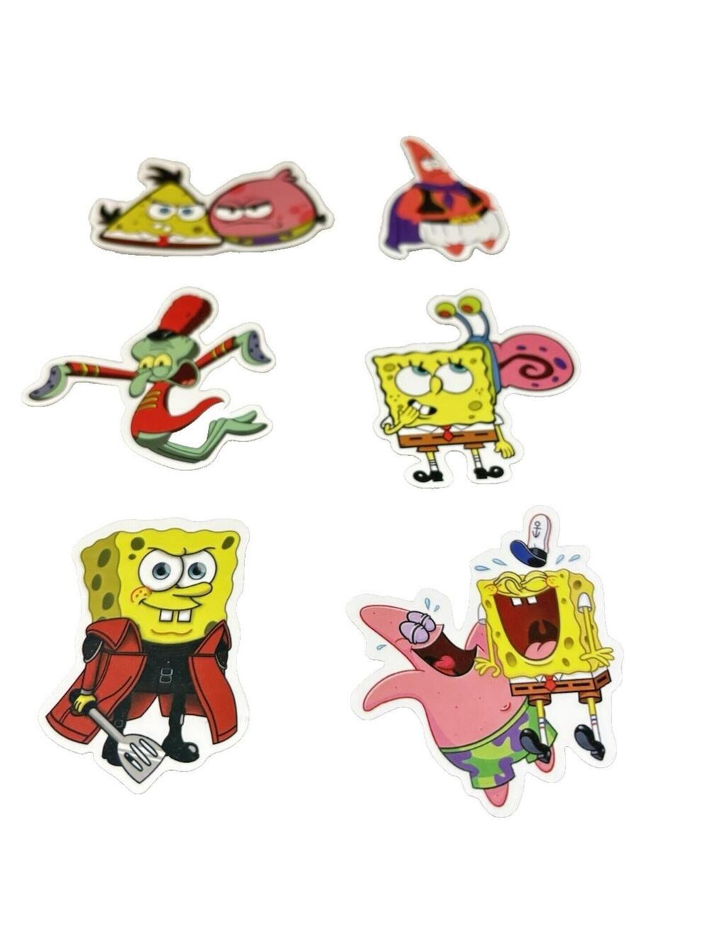 SpongeBob SquarePants 6pc Vinyl Stickers Lot Cartoon Water Bottle Laptop Decals
